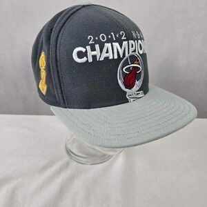 Adidas Miami Heat 2012 NBA Champions Snapback Hat Grey Basketball Cap Mens OSFM